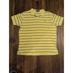 Polo By Ralph Lauren Mens Shirt Striped Yellow Red Pony Polo Short Sleeve XL